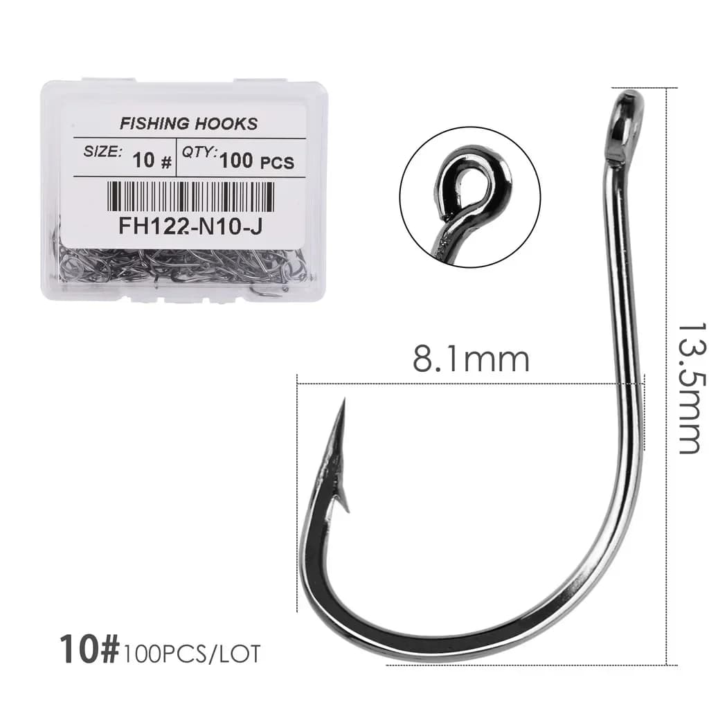 Hameçons de pêche Izu Japon boîte 100 pièces acier haute teneur en carbone pour vers et