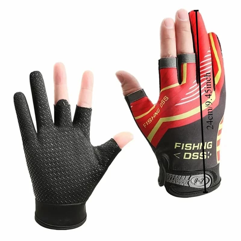 Gants de pêche homme été anti-UV anti-dérapants trois doigts respirants pêche route sub protection solaire