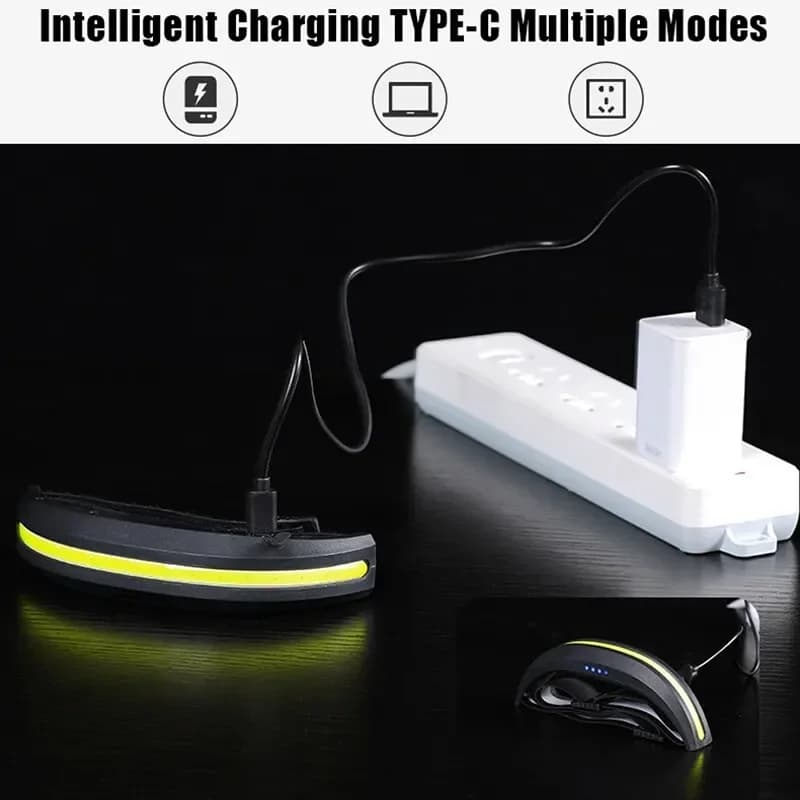 Frontale COB pêche rechargeable lumière rouge et blanche lampe de travail pour camping et running nocturne