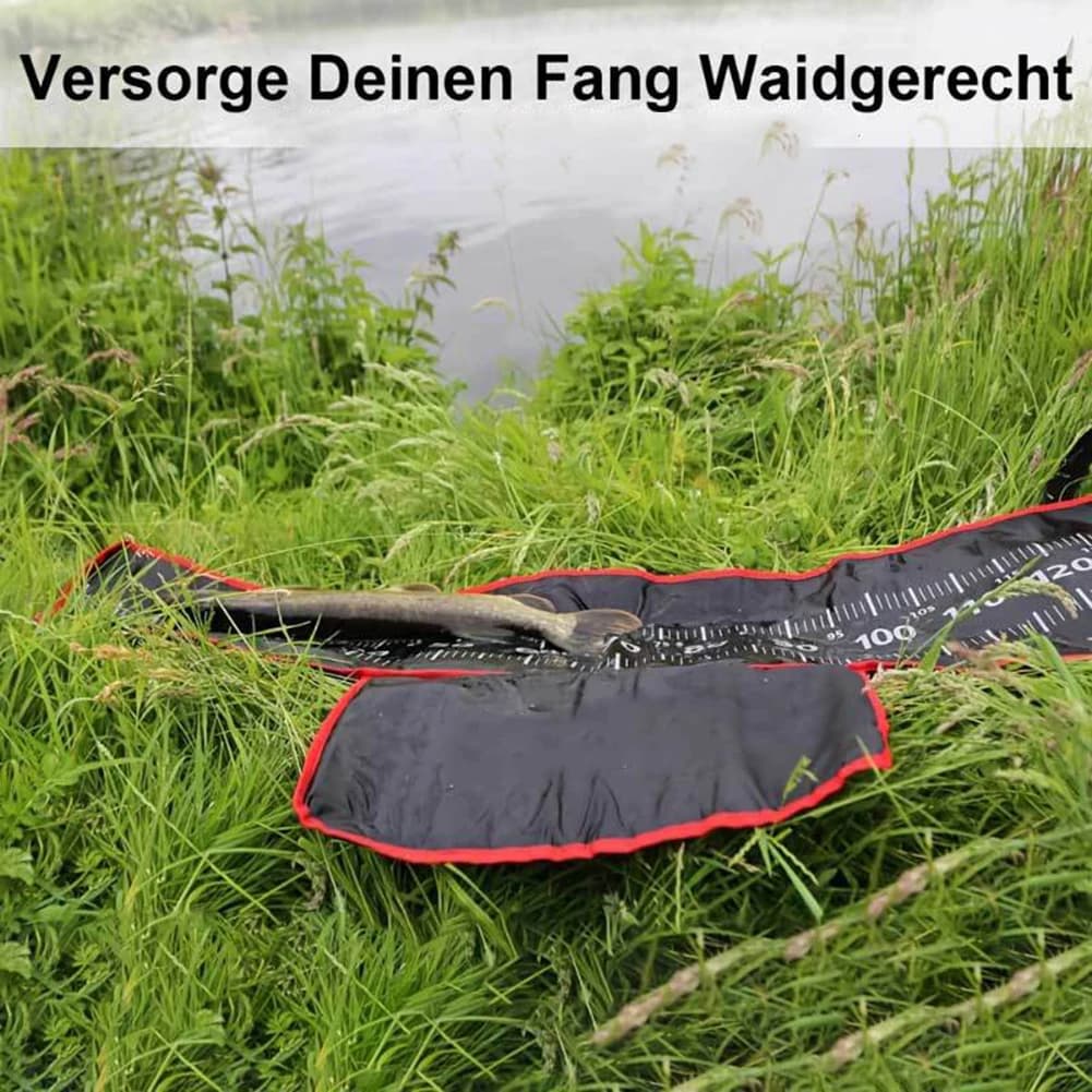 Tapis de décrochage pêche voyage 140x35cm avec mètre ruban - Accessoires pêche prédateur pratique