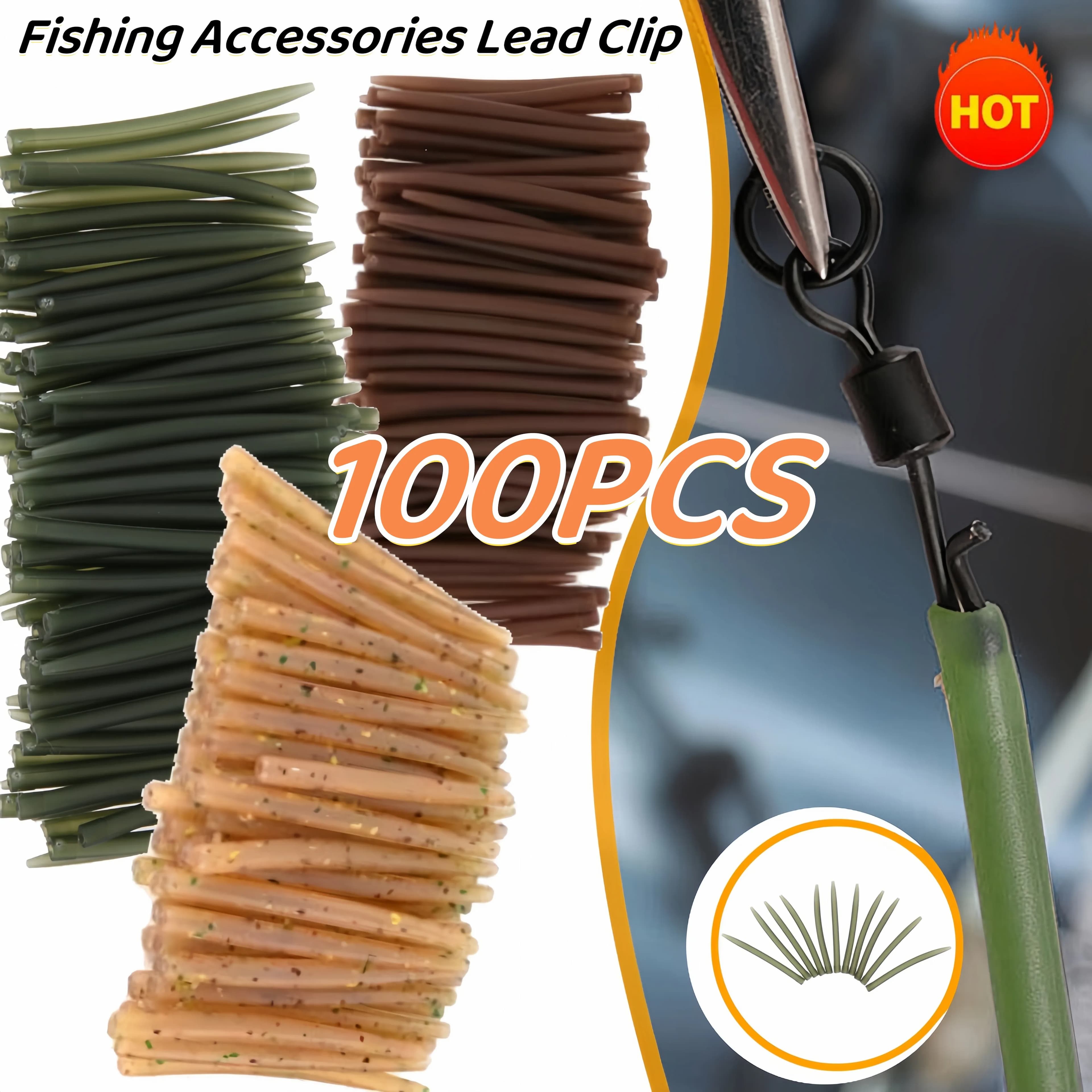 Accessoires Pêche Carpe 20-100PCS Quick Change Swivel Tail Rubber Anti Tangle Sleeves et Lead Clip