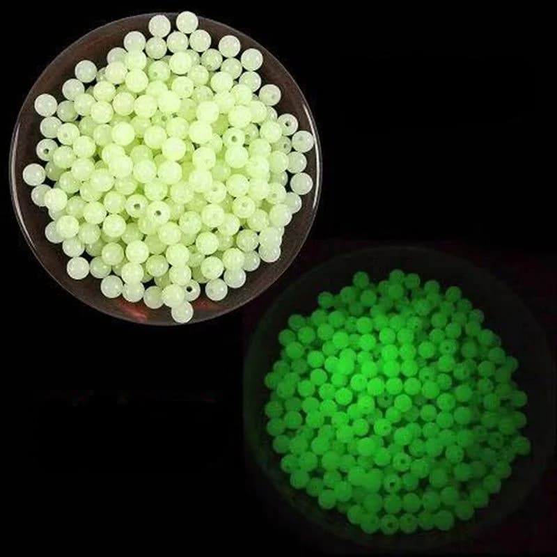 100 perles lumineuses 3mm-8mm pour pêche nocturne - Billes fluorescentes accessoires pêche