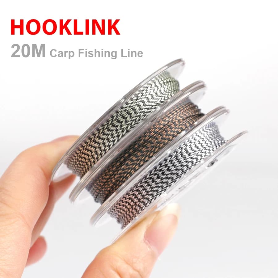 Ligne de pêche carpe NGB 20m sans plomb camouflage 8 brins pour feeder et hair rig