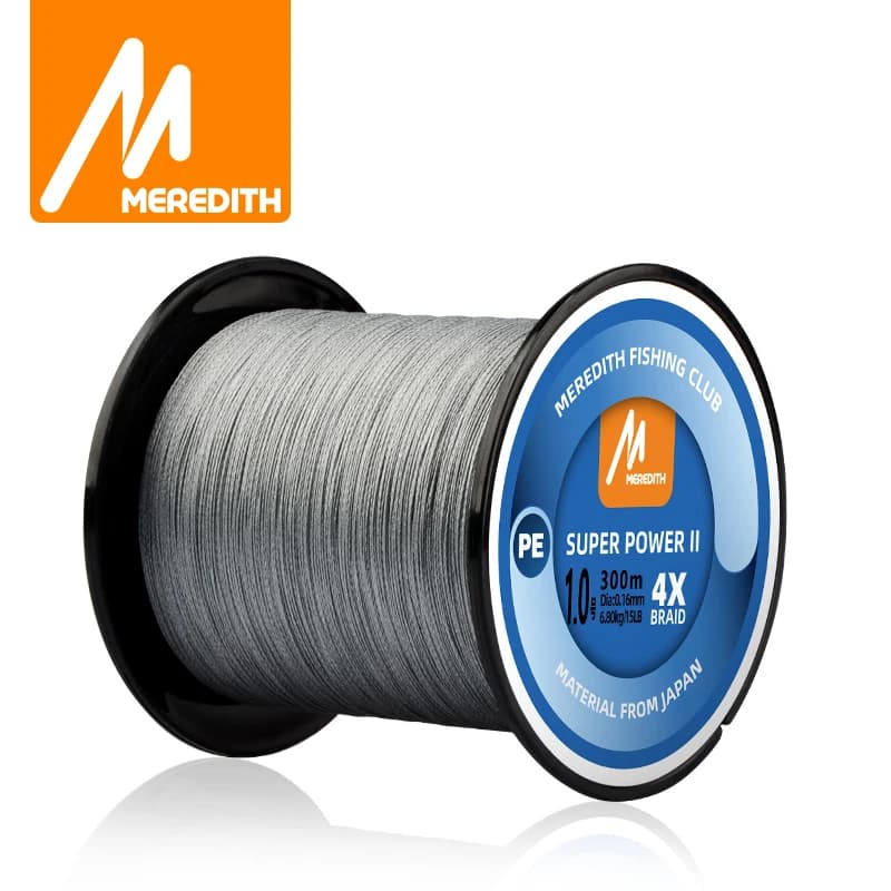 Ligne MEREDITH PE tressée 4 brins 300M pour leurres - Fil multifilament lisse 15-80LB