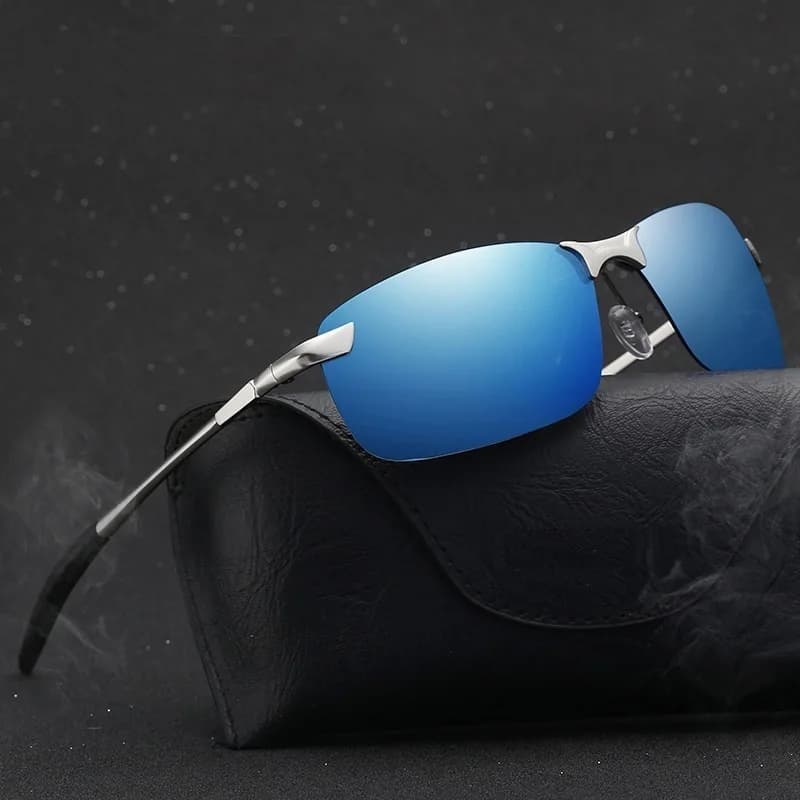 Lunettes de soleil métal polarisées demi-monture pêche rétro - Design luxe UV400 homme