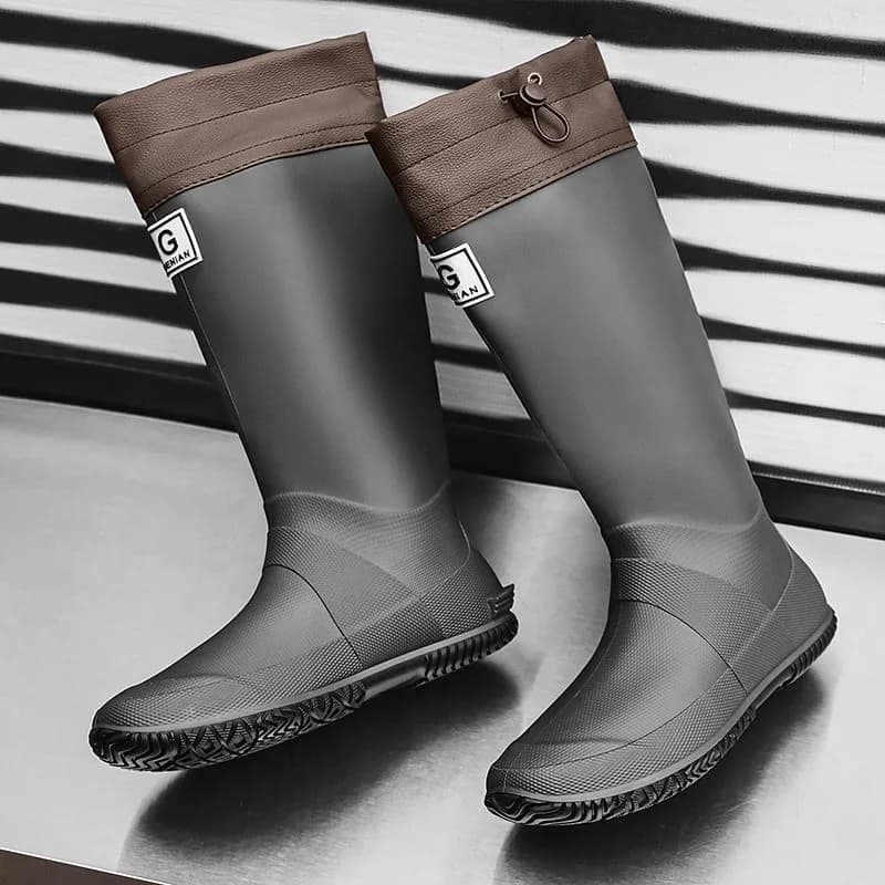 Bottes de pluie couple homme femme mode long tube caoutchouc anti-dérapant pêche extérieur