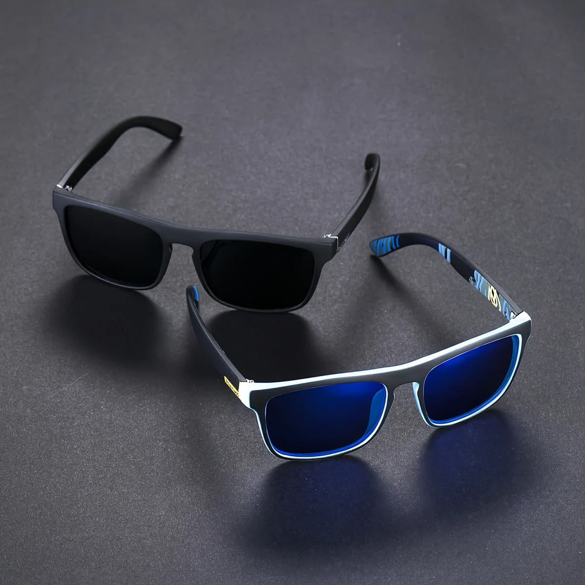 Lot 2 paires lunettes carrées polarisées pêche - Anti-éblouissement été vacances voyage conduite