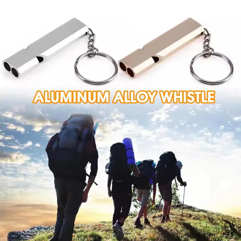 Sifflet double tube pendentif clé - Outil multifonction sécurité pour pêche et survie