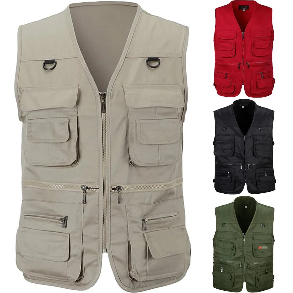 Veste de pêche homme multi-poches respirante - Veste légère chasse randonnée - Veste de sport outdoor simple