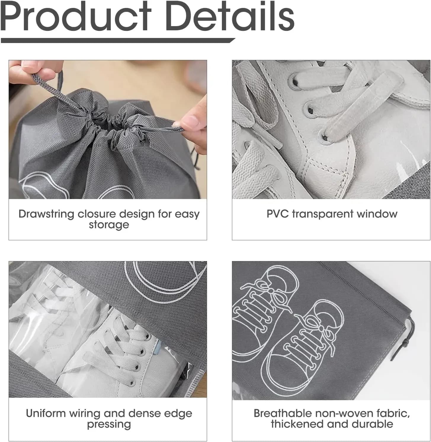 Sacs de rangement chaussures 5/10PCS non-tissés - Pochette voyage étanche organisateur chaussures portable