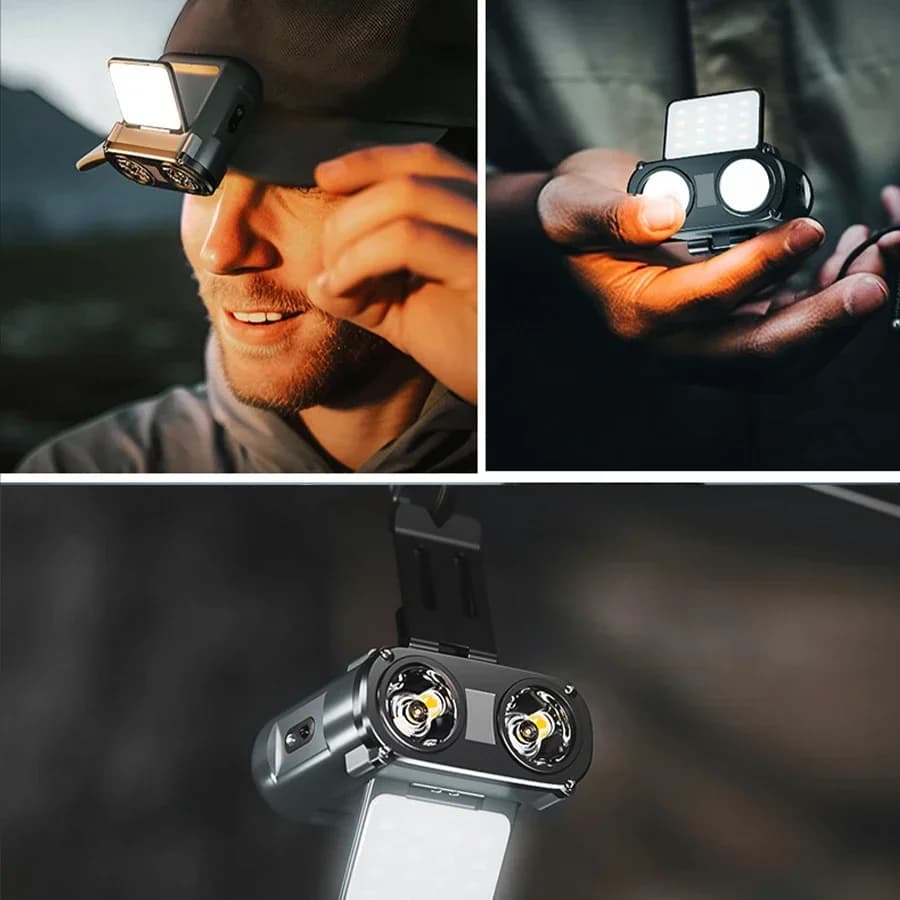 Lampe frontale pêche rechargeable USB Owl rotative 360° pour chasse vélo et pêche nocturne