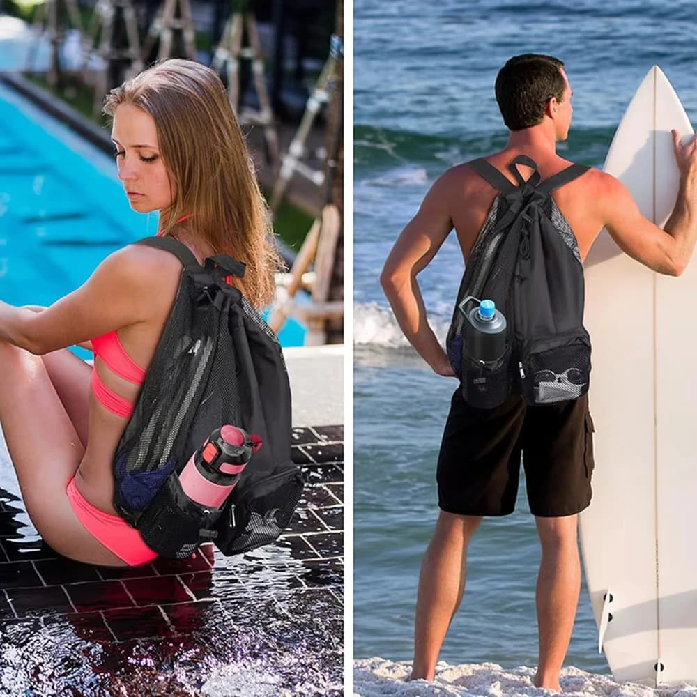 Sac à dos pêche filet avec poche humide, sac de rangement plage, sac pêche extérieur étanche et respirant