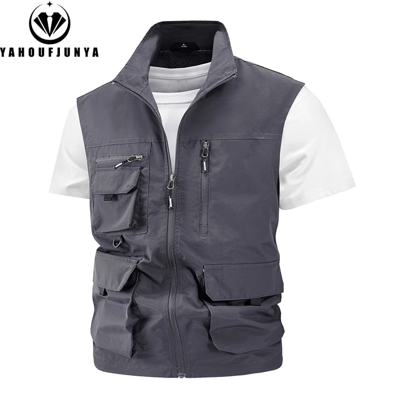 Gilet pêche homme été 2024 respirant avec multiples poches - léger et ample pour camping et activités extérieures