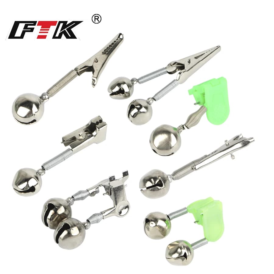 Lot de 10 clips à clochette pour canne - Alerte de touche avec double cloche accessoire pêche FTK