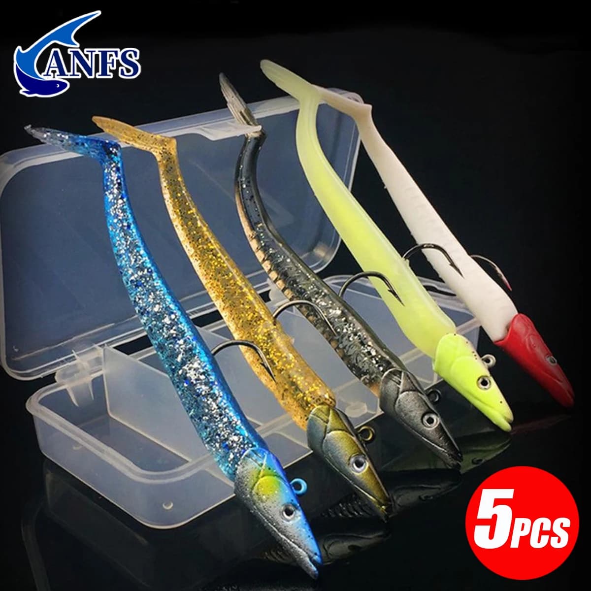 Lot 5 leurres souples 11cm avec cuillère - Wobblers artificiels 10g pour pêche active au jig