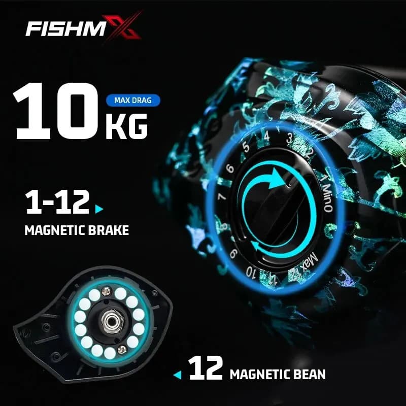 Moulinet Baitcasting Fishmx Métal Frein Magnétique Anti-Explosion Longue Portée 7.2:1 pour Pêche Précise