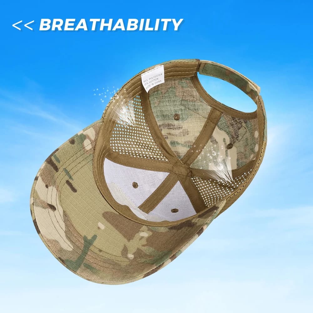 Casquette baseball camouflage crâne tactique armée velcro grid brodée protection solaire