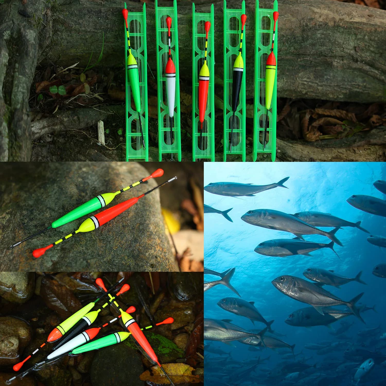 Lot de 5 flotteurs de pêche Sougayilang pour canne à triple hameçon et accessoires de pêche