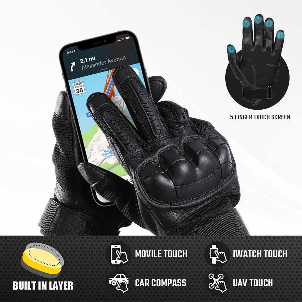 Gants tactiques pleine main écran tactile pêche vélo airsoft - Cuir PU antidérapant hommes