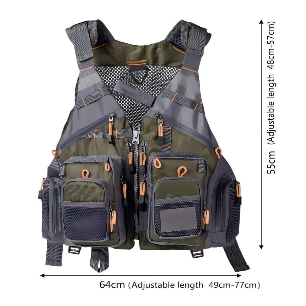 Veste de pêche technique respirante réglable - Gilet pêche mouche montagne randonnée vélo extérieur