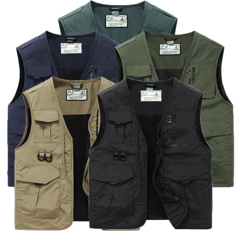 Veste de pêche sans manches multi-poches pour homme 2024, idéale pour la pêche en extérieur