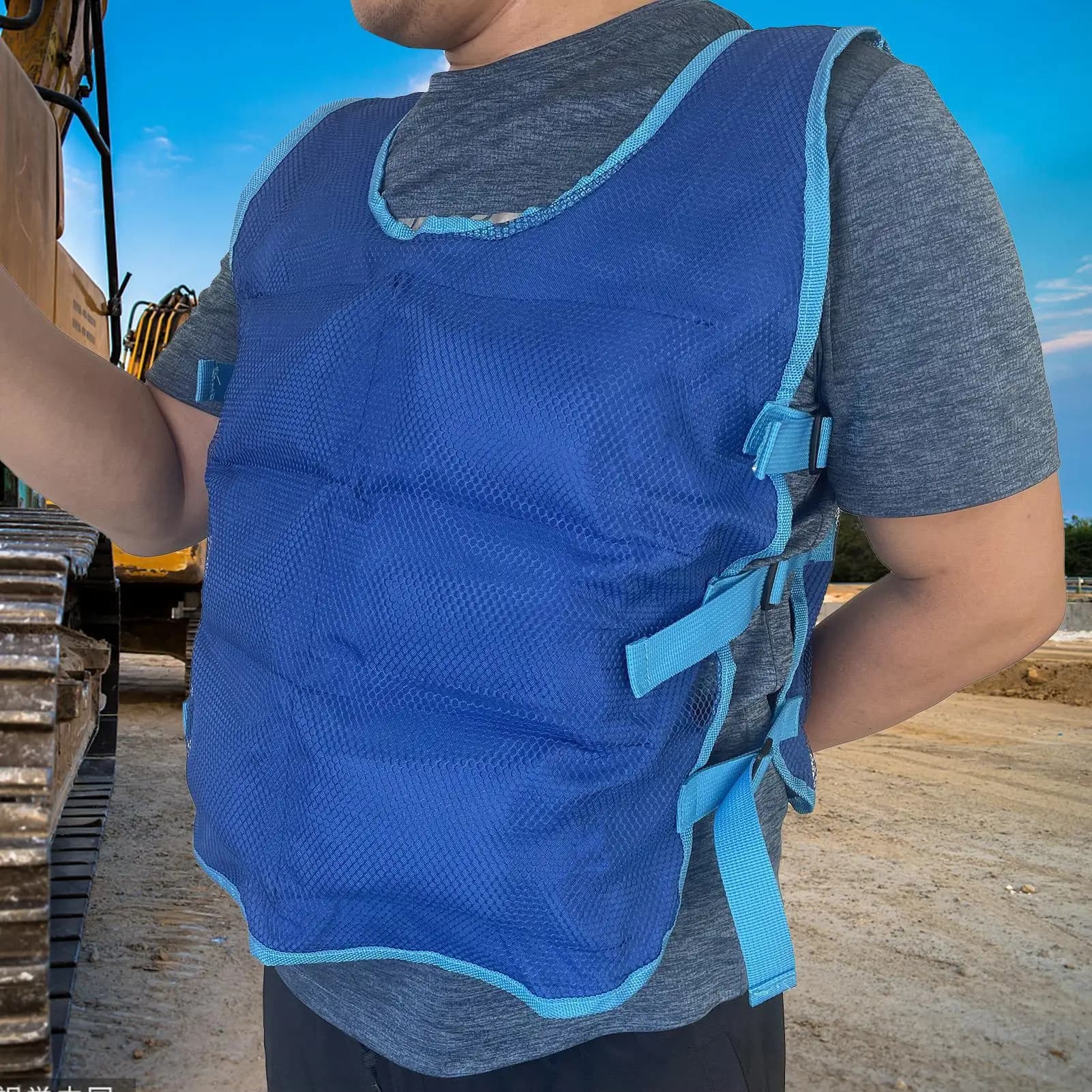 Veste Rafraîchissante Été avec Packs de Glace - Gilet de Sécurité Anti-Chaleur Réglable pour la Pêche