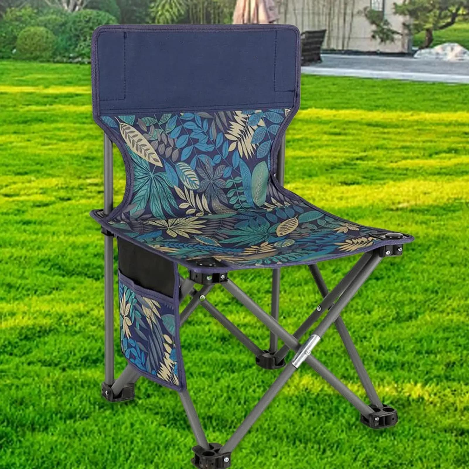 Chaise pliante randonnée avec poche latérale support 130kg pour pêche et camping portable