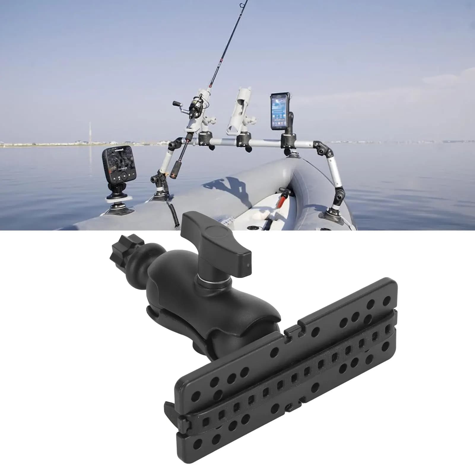 Support universel sondeur poissons rotatif 360° - fixation étanche bateau canoë kayak