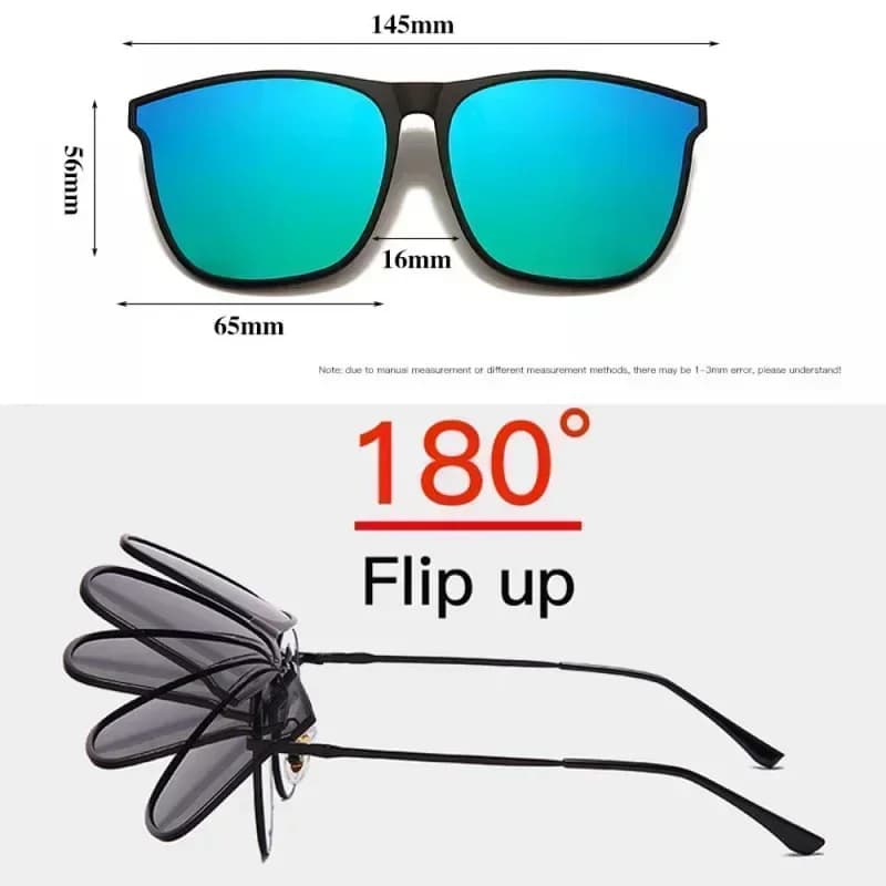 Lunettes clip polarisées photochromiques conduite nuit pêche anti-éblouissement vintage carrées