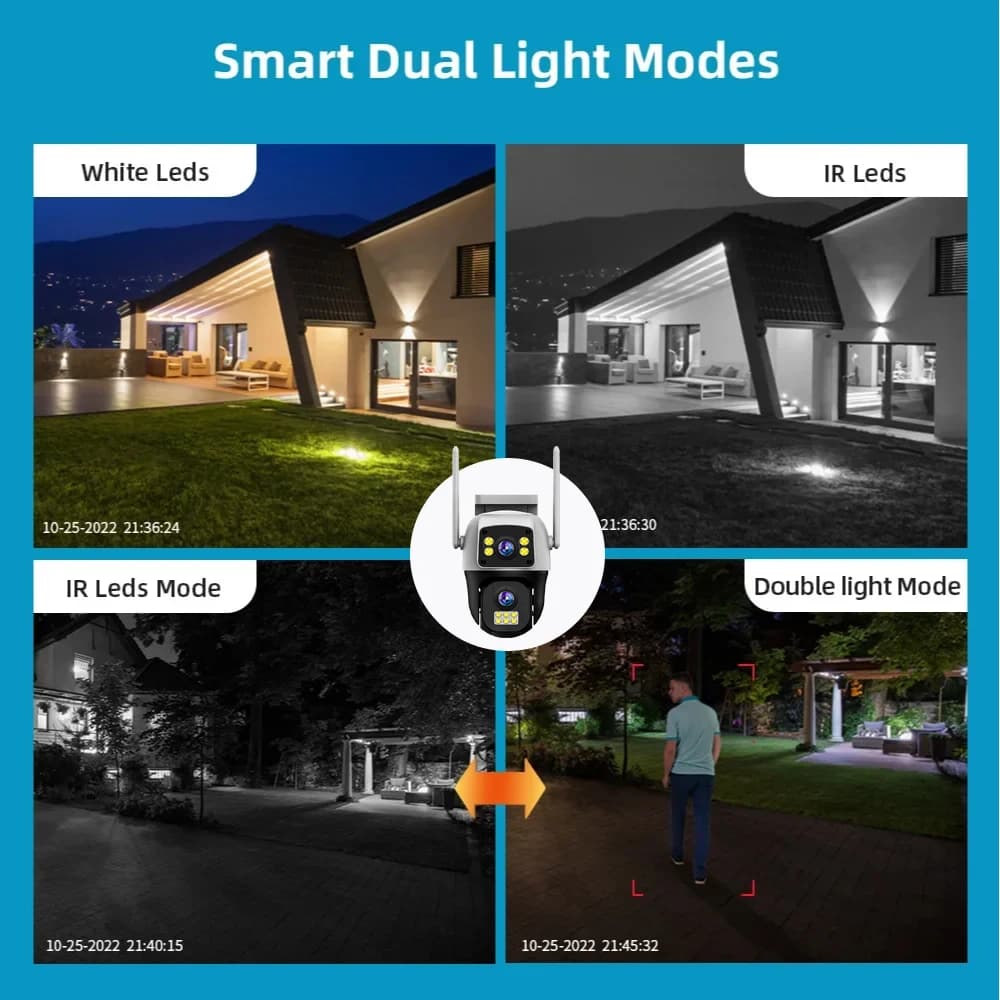 Caméra surveillance 4G SIM 8MP double lentille écran WiFi extérieure détection humaine PTZ sécurité