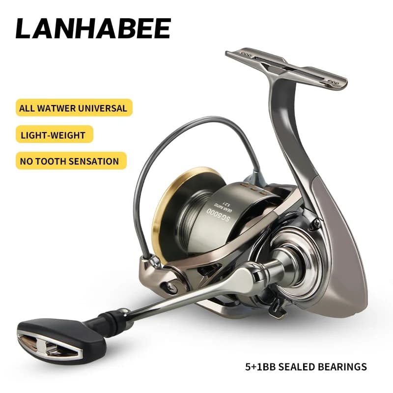 Moulinet spinning LANHABEE électroplacé pour lancer longue distance - léger universel toutes eaux