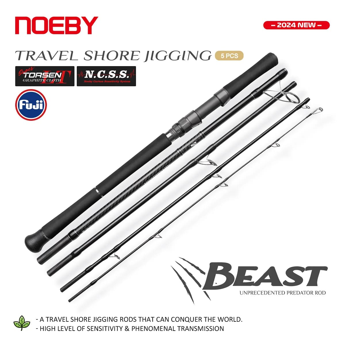 Canne voyage surfcasting Noeby Beast 2.9m shore jigging 80g-120g MH H portable 5 sections
