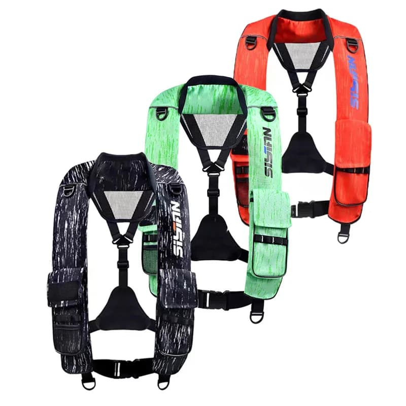 Gilet de sauvetage gonflable pêche Luya - Veste auto-manuelle urgence natation sécurité nautique
