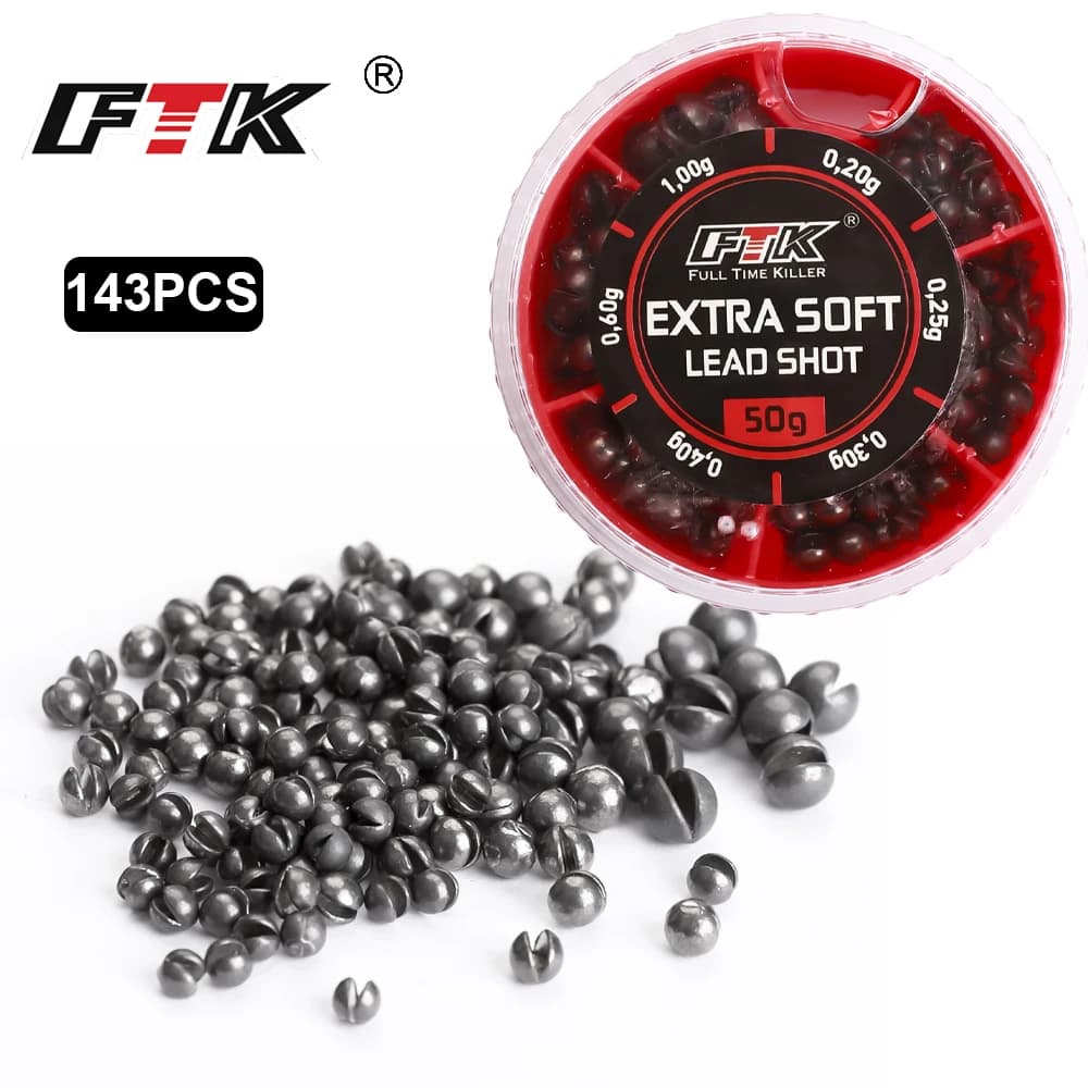 FTK 143pcs plombs pêche explosion 0.2g-1g - Set mixte plombs ronds split shot pour tous appâts