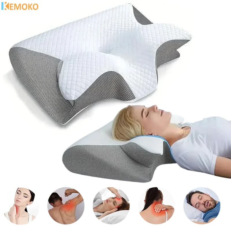 Oreiller cervical mémoire de forme papillon - Protection nuque sommeil sain - Pêcheurs et voyageurs
