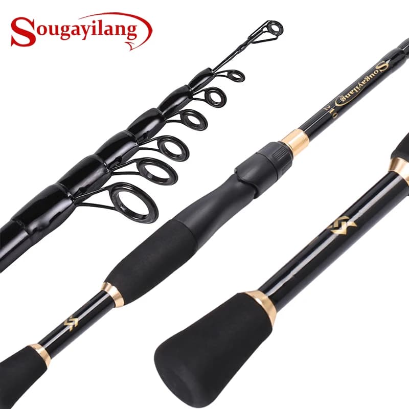 Canne télescopique Sougayilang ultralégère carbone 1.8-2.4m pour pêche spinning précise