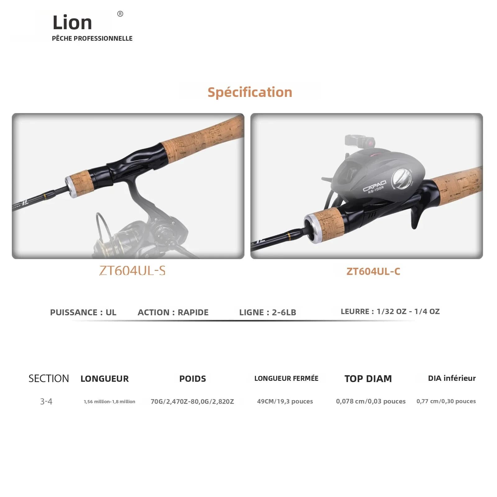 Canne pêche carbone LEOFISHING spinning casting UL bait finesse 523/604, accessoire leurre ultraléger pour matériel pêche