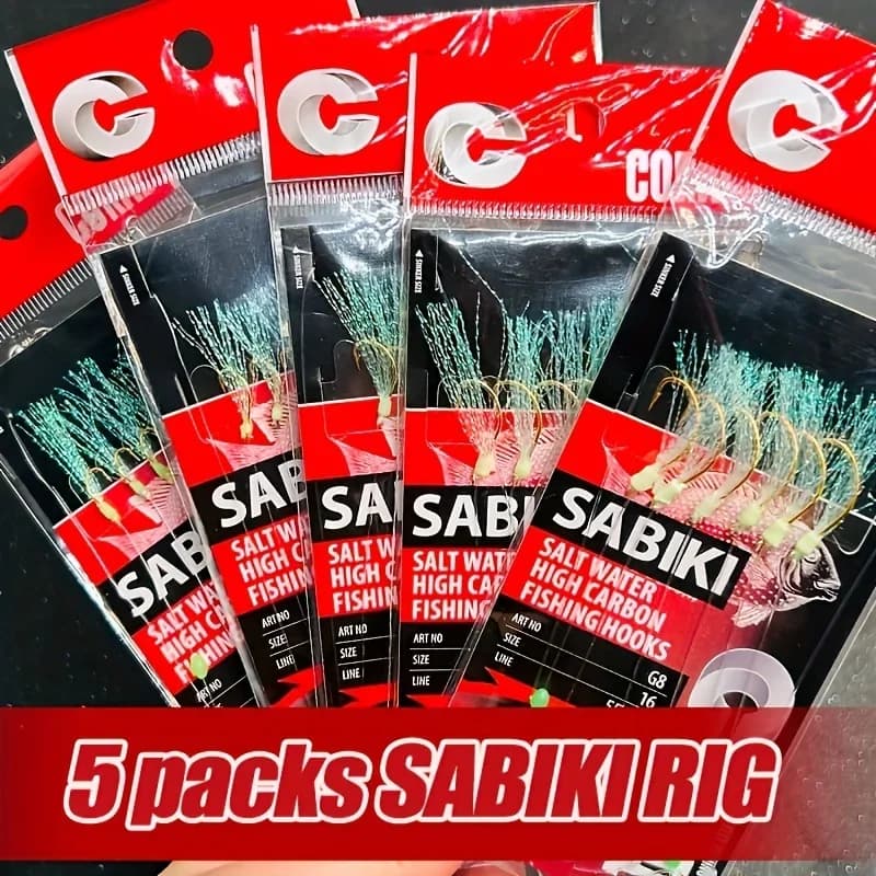 Packs de 1 à 5 montages sabiki pêche mer et eau douce avec hameçons haute carbone et effet luminescent