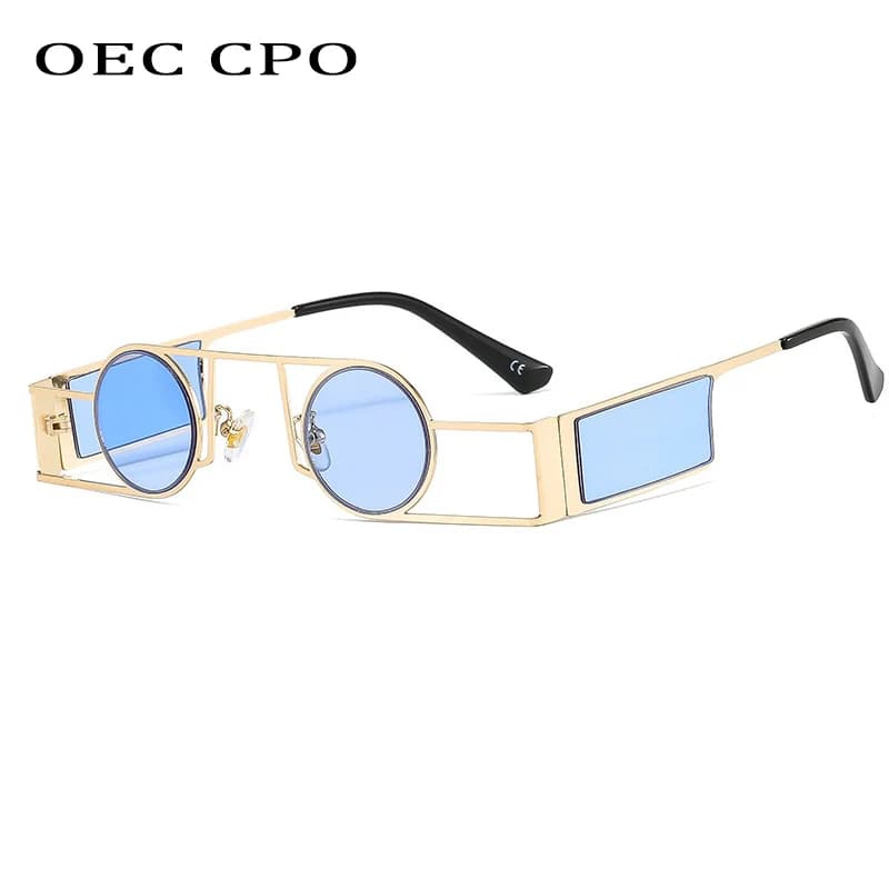 Lunettes de soleil rétro punk rondes métal steampunk UV400 pêche outdoor OEC CPO