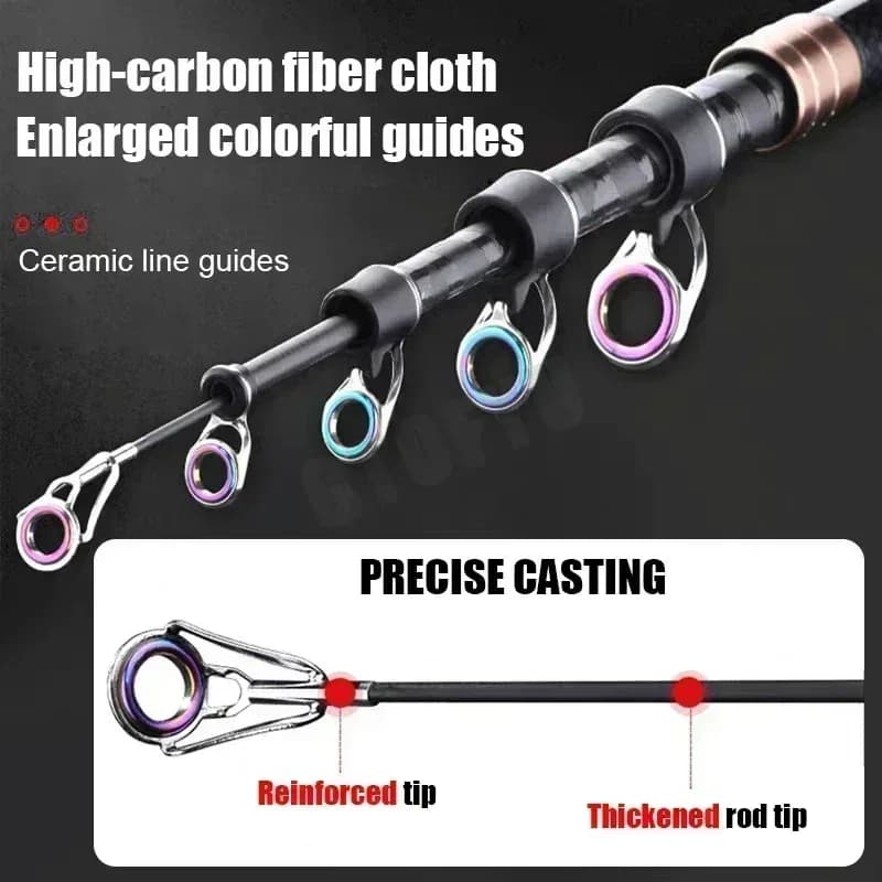Canne à pêche télescopique carbone 2.1m à 4.5m pour surfcasting, bateau et pêche du bord - Rod saltwater freshwater