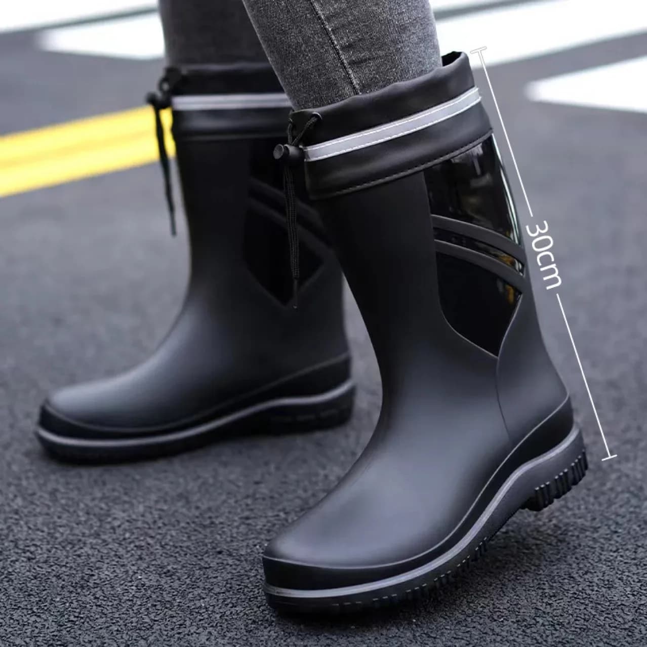 Bottes de pêche mi-mollet épaisses PVC imperméables antidérapantes cuisine travail extérieur