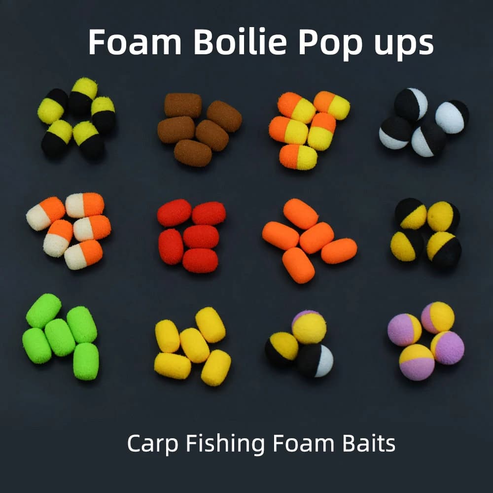 55PCS bouillettes carpe cylindriques et rondes - appât flottant mousse pour montage zig rig