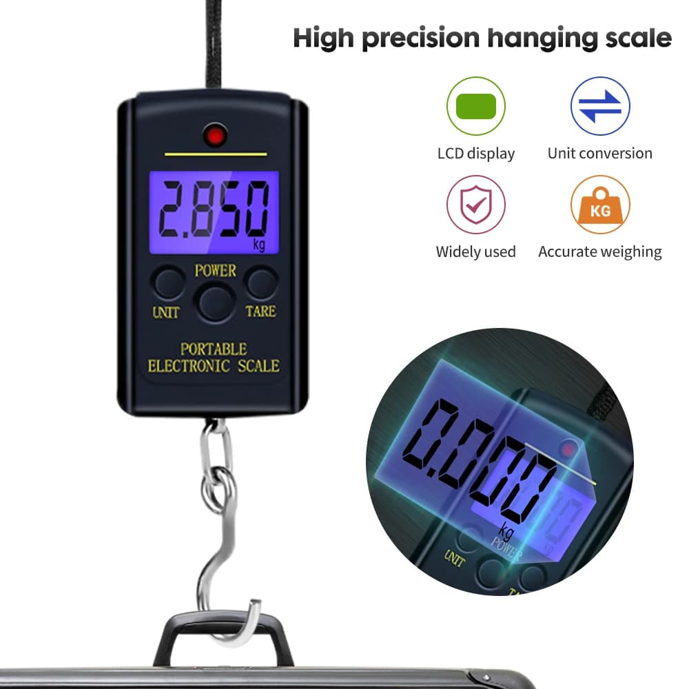 Mini balance numérique de poche 40kg pour pêche et voyage - Précision 10g, crochet suspendu électronique