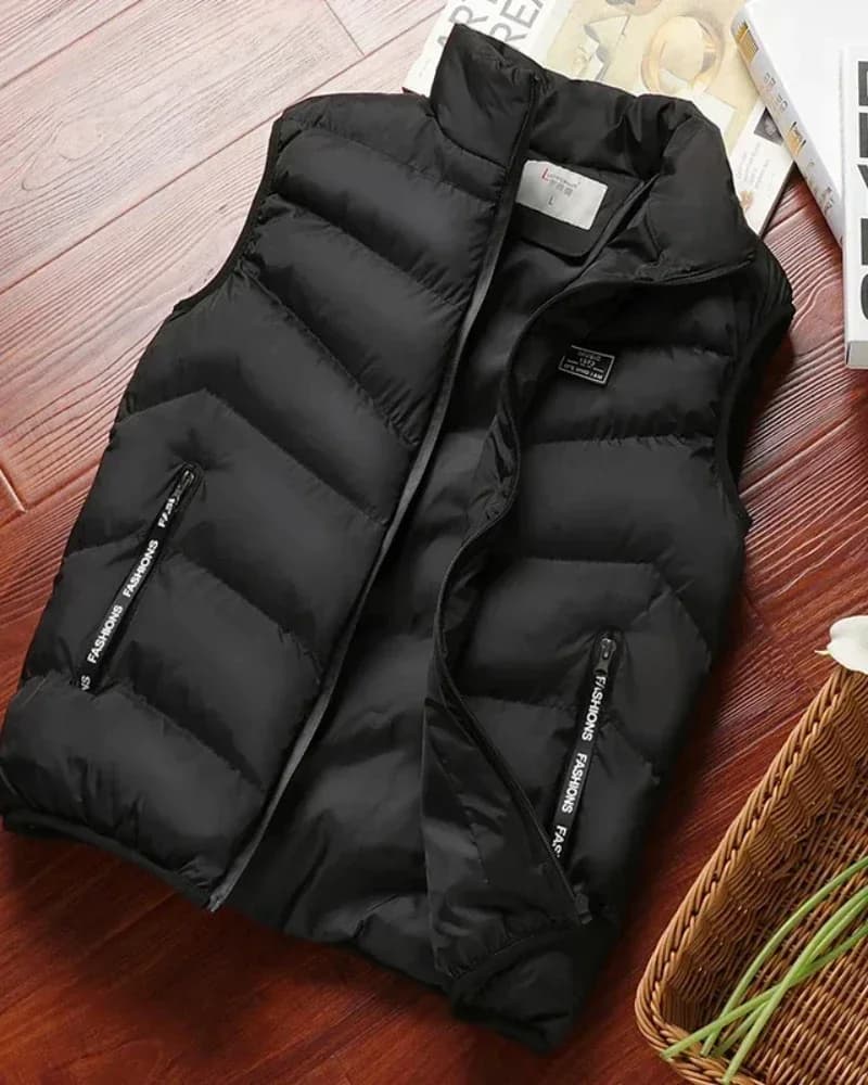 Veste sans manches matelassée homme 2025 - Doudoune légère chaude pour l'hiver - Blouson coupe-vent