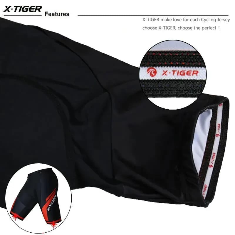 Short de vélo homme X-TIGER avec gel pad et grip anti-dérapant pour été - Tenue cycliste MTB