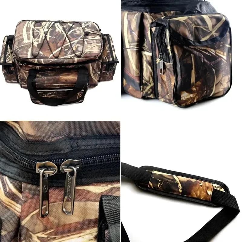 Sac pêche nylon waterproof 50x30x25cm grande capacité - Sac épaule double couche multifonction