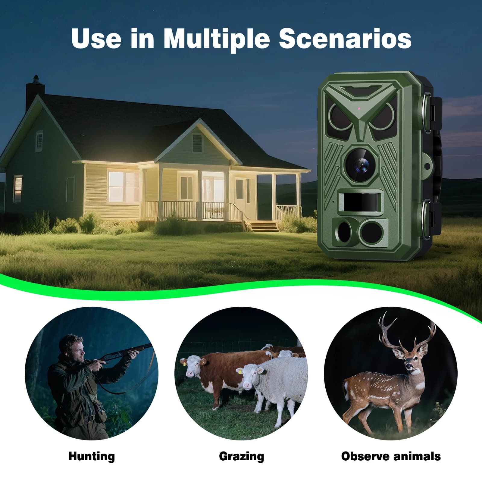 Caméra de chasse 48MP vision nocturne IP66 étanche pour observation animalière et surveillance extérieure