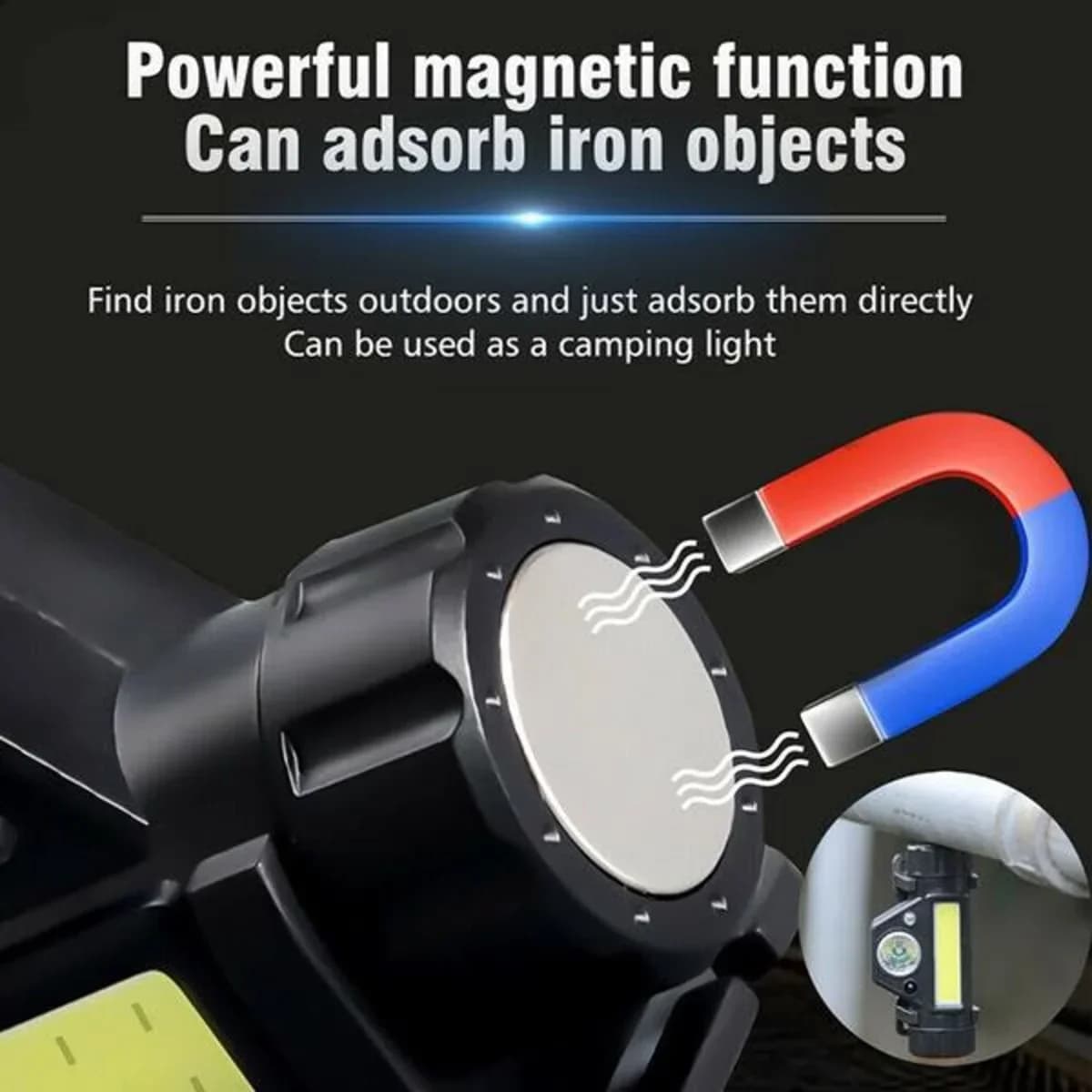 Lampe frontale LED COB rechargeable magnétique puissante pour pêche nocturne et activités extérieures