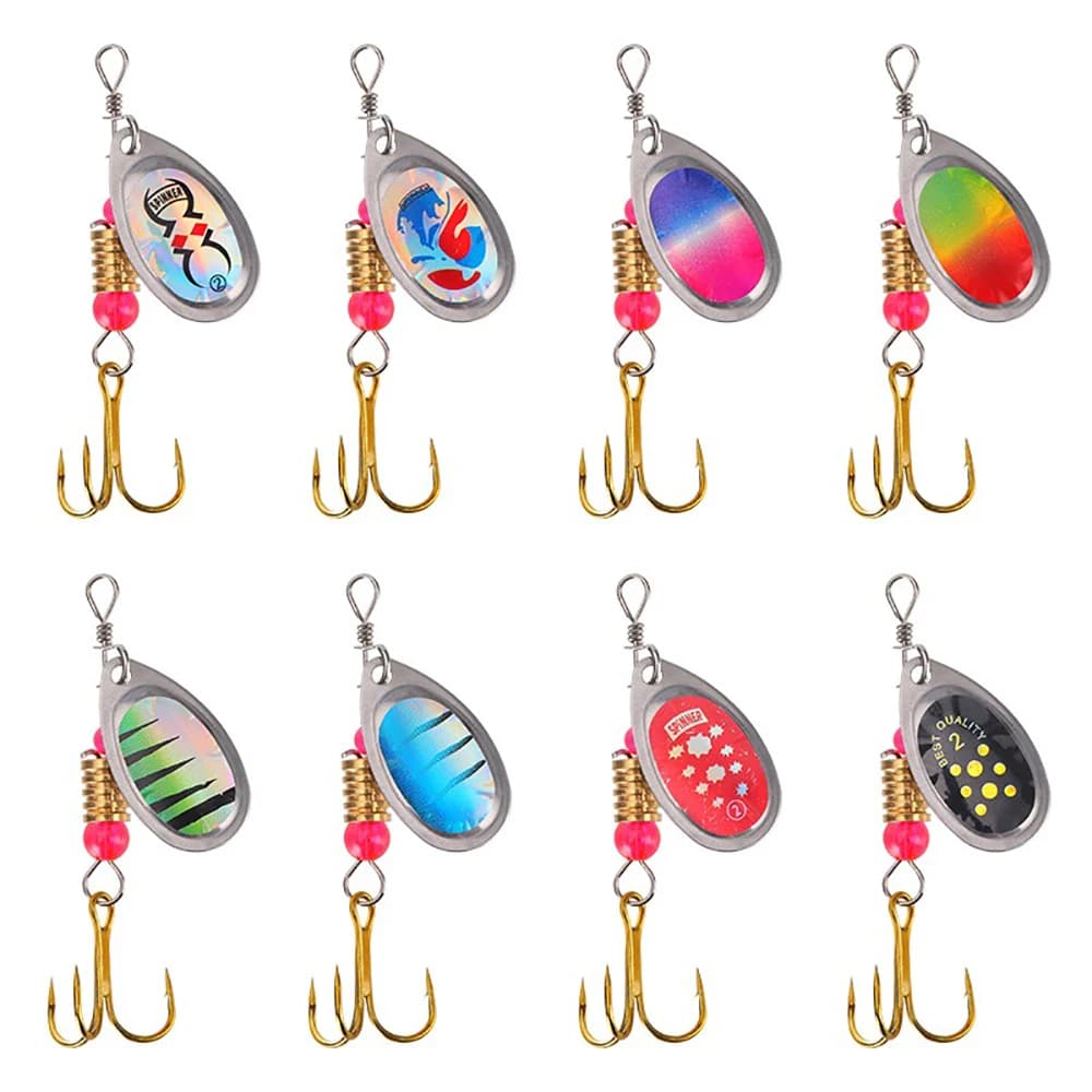 Set de 16 cuillères tournantes métal - Leurres spinner bait pour brochet, bar et truite avec sac de transport