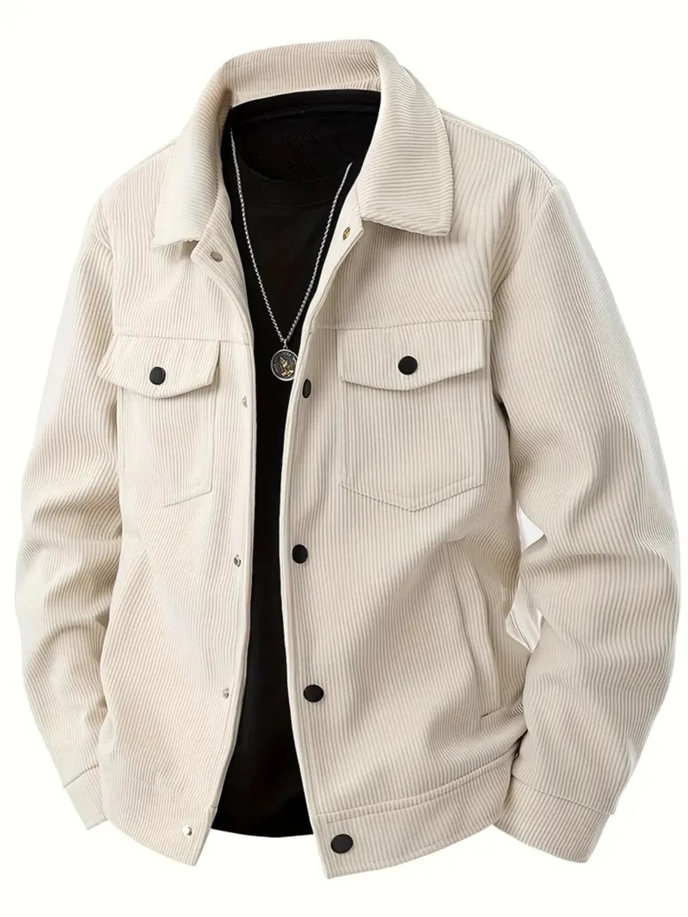 Veste velours côtelé homme pêche occasionnelle - Haut extérieur polyvalent toutes occasions